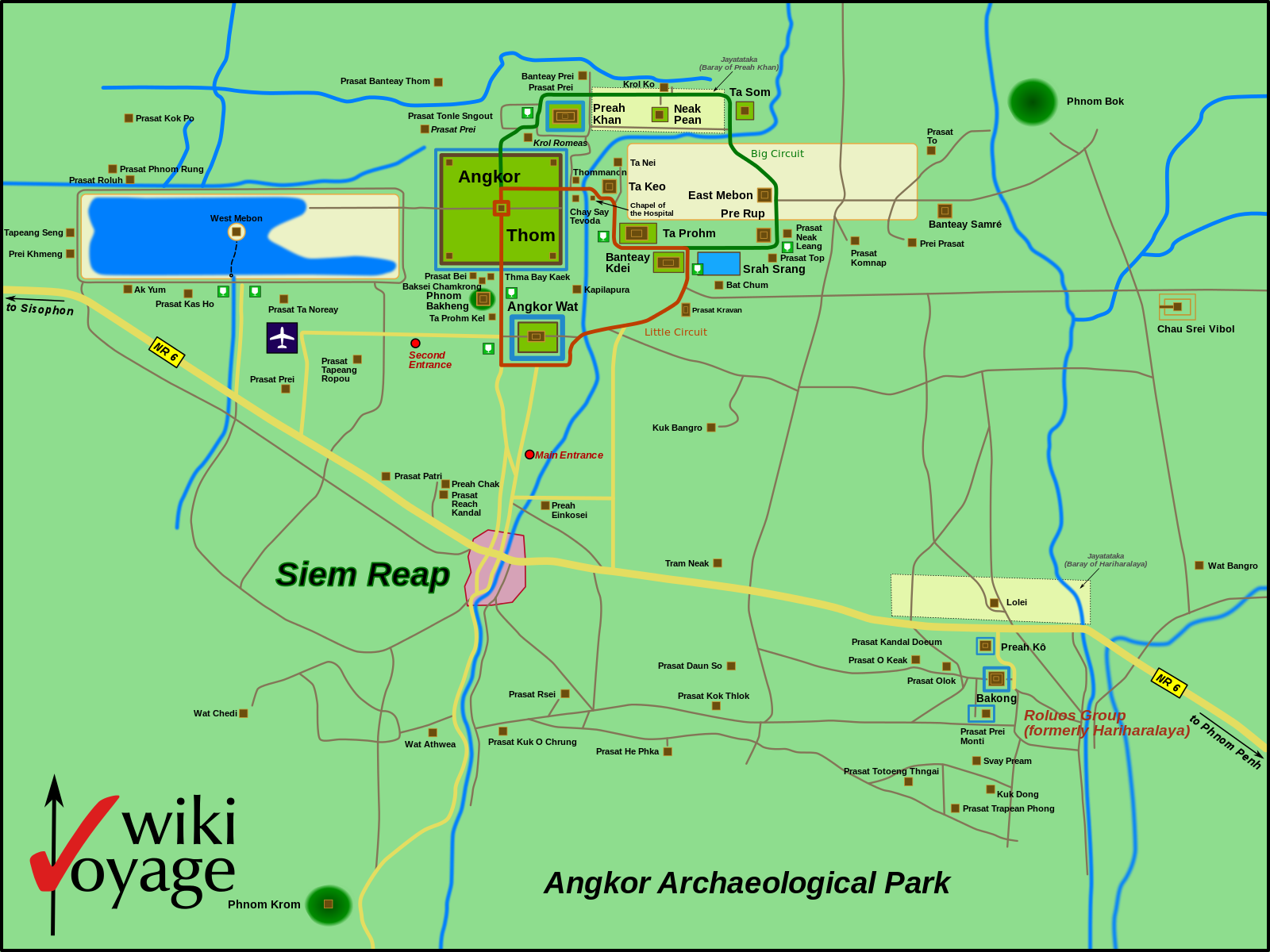 Mapa de Angkor zona arqueológica - Siem Reap - Camboya - Asia
